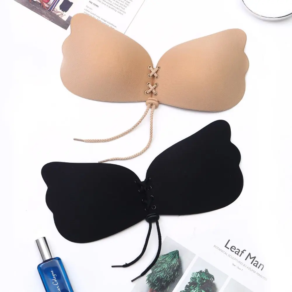 

Women Invisible Bra Chest Patch Strapless Bra Seamless Wings Stretch Ladies Underwear Gather Drawstring Silicone Bra Lingerie