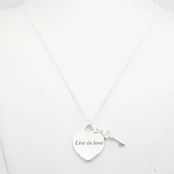 

Sterling silver 925 classic popular original fashion key heart-shaped charm ladies necklace jewelry holiday gift