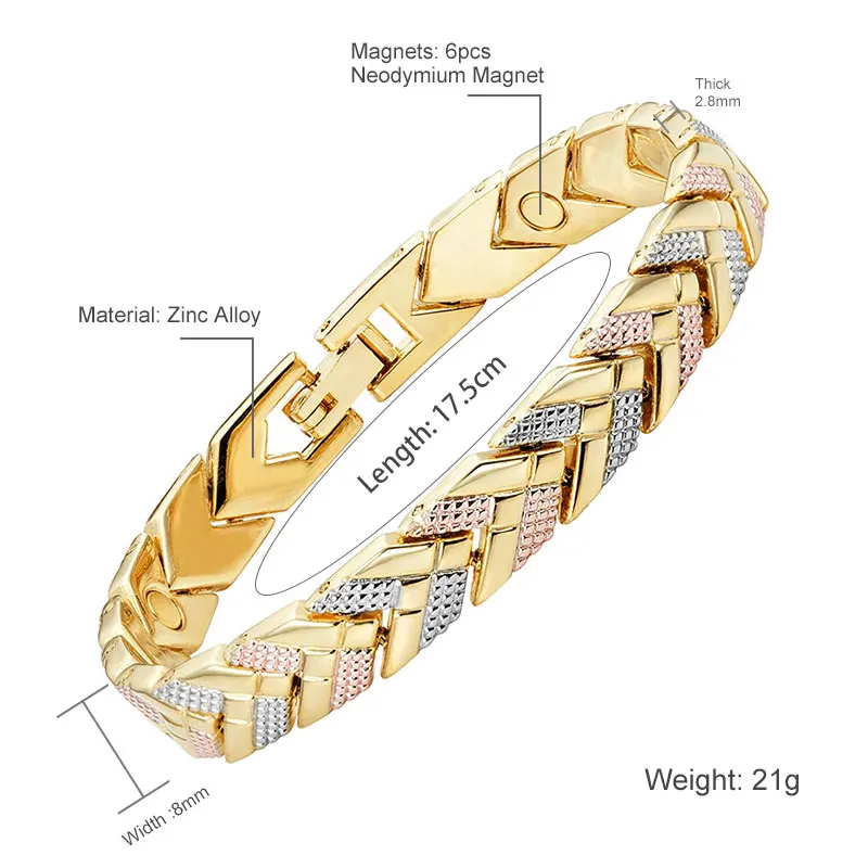 Женский браслет Escalus магнитный 3 тона золотой цвет|bracelets for|chain braceletbracelets for women |