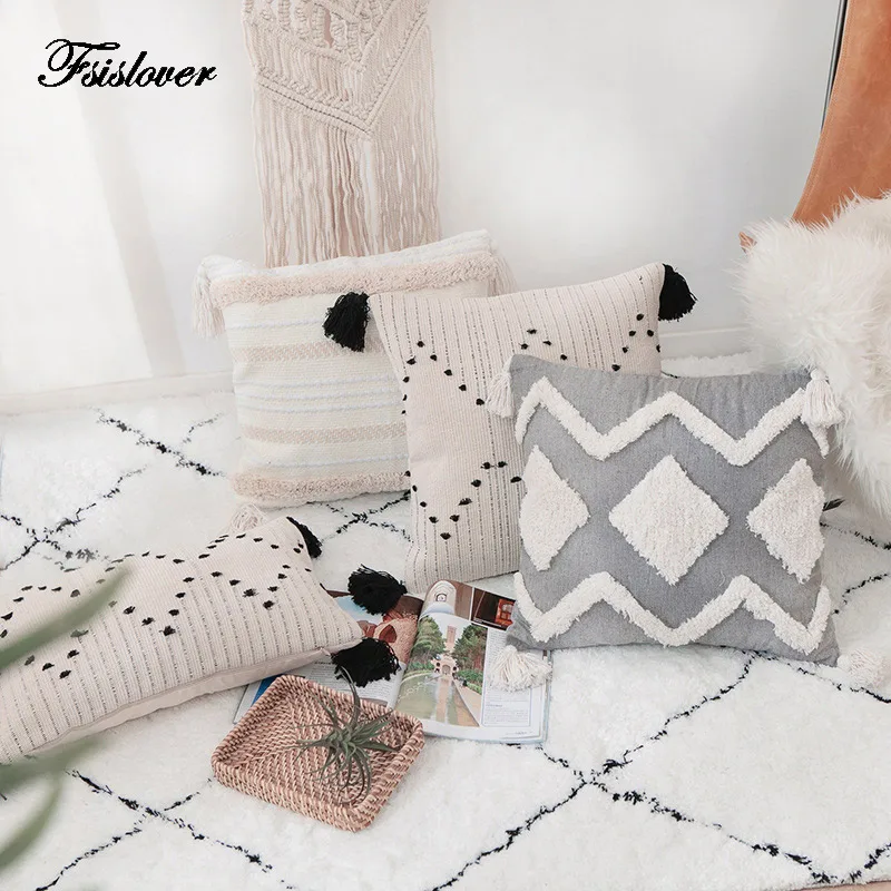 Чехол для подушки с вышивкой FSISLOVER скандинавский марокканский геометрический