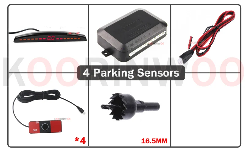 Koorinwoo LCD Parktronics Original 4/6/8 Sensors 16.5MM Car Automobile Reversing Radars Detector Parking Assistance Radar Alert truck alarm system