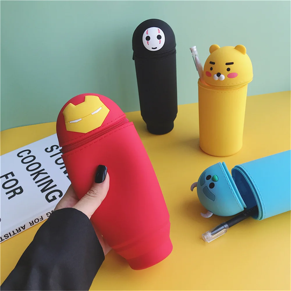Q UNCLE силикагель модная красивая косметическая сумка мультяшная Бочкообразная Кисть для макияжа трубка для хранения на молнии водонепроницаемый держатель для ручек