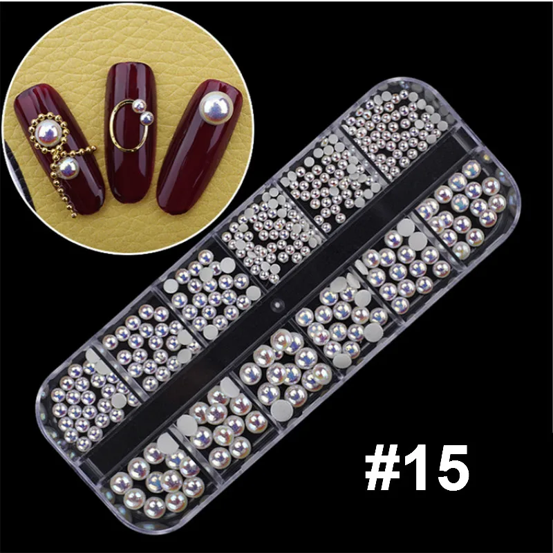 Mixed Colorful Rhinestones For Nails Crystal Stones Gems Manicure Accessories Studs 27 Models Diamonds 3D Nail Art Decorations - Цвет: 15