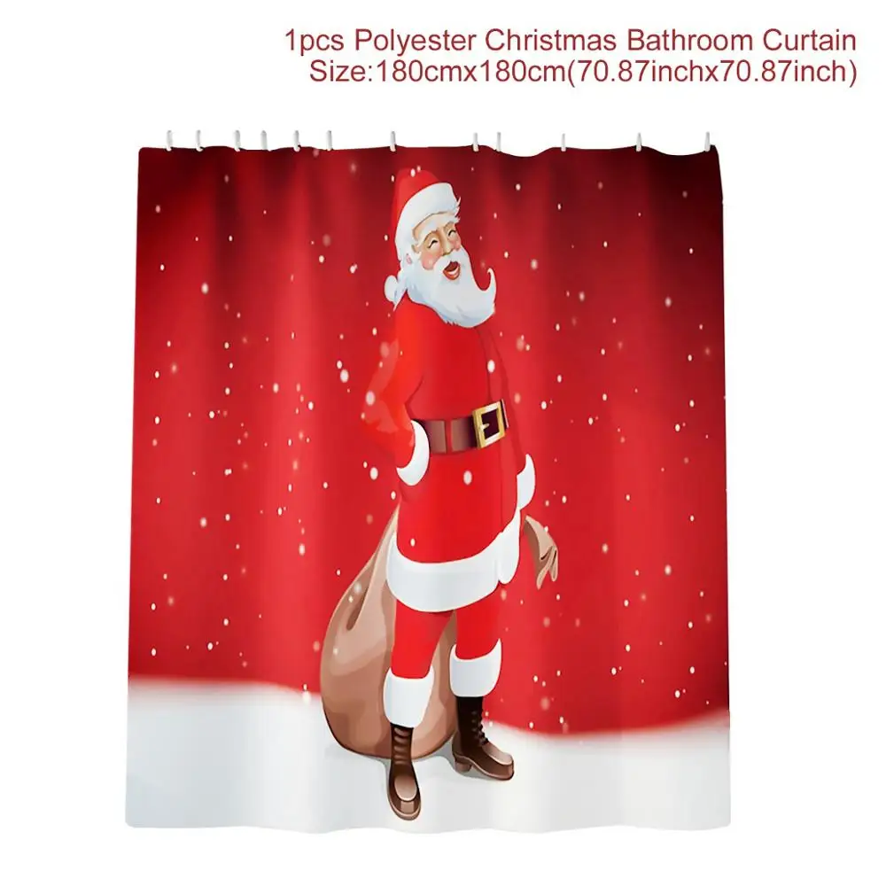 Christmas Curtains for Bathroom Santa Claus Toilet Set Christmas Curtains for Living Room Cartoon Bedroom Curtains Kids Favors - Цвет: Christmas Decor 2
