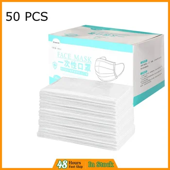 

50/100 pcs solidmasker unisex children adult Face Mask Cover mascarillas con diseño3 Layer safety Mouth Filter mascarillas