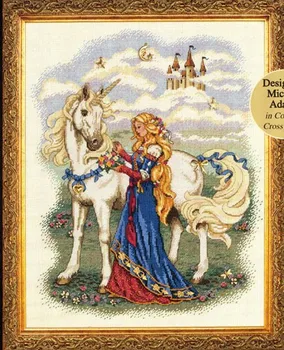 

11/14/16/18/22/25/28ct Cross Stitch Kit Lady and the Unicorn Fairy Angel Girl Princess Fairyland Kingdom dim 72379,