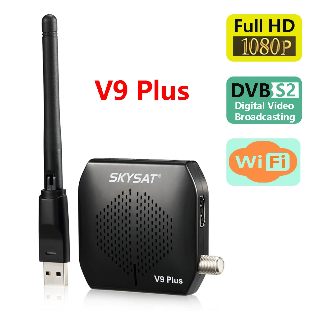 Супер Мини спутниковый ТВ приемник SKYSAT V9 Plus поддержка Cline Newcamd Full HD 1080P USB WiFi Powervu