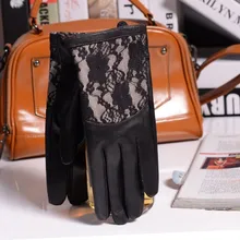 Elegancka luksusowa marka damska rękawiczki z owczej skóry ciepłe zimowe koronkowe damskie rękawiczki wysokiej jakości oryginalne skórzane rękawiczki Eldiven(China)