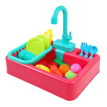 

Plastic Simulation Electric Dishwasher Sink Pretend Play Kitchen Toy With Electric Water Sink Kit Children's Gifts/Parrot Bath