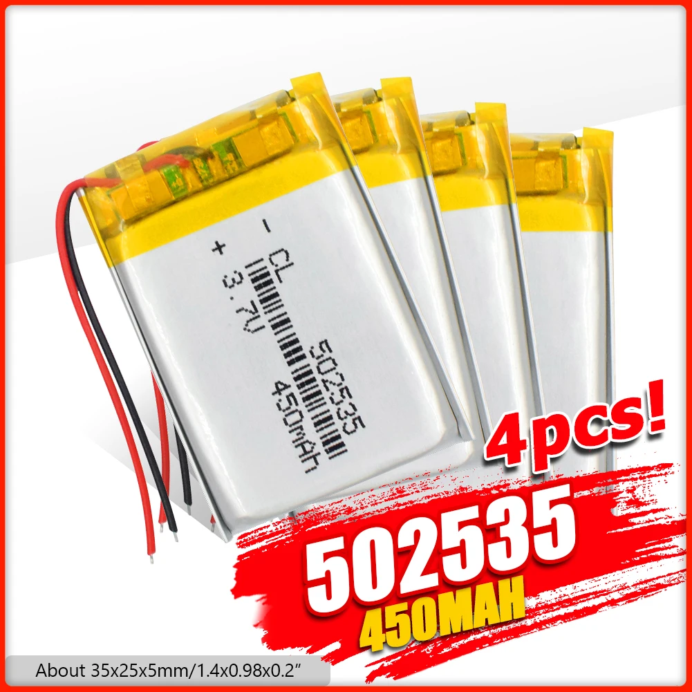 3 7 V 450mAh перезаряжаемый литий полимерный аккумулятор 502535 Li Po литиевые батареи для