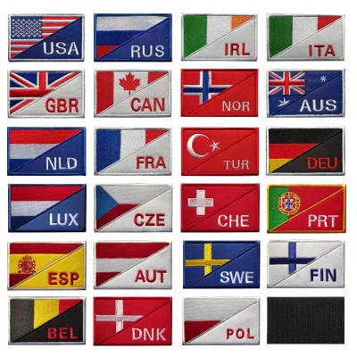 Russia Turkey America Canada Ireland Italy Norway Britain uk gbr France Netherlands deu Australia flag badges embroidery Patches | Дом и сад