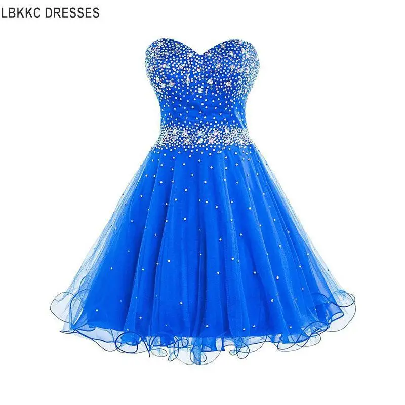 Блестящее платье для выпускного вечера с бисером Vestido De Formatura Curto короткие платья для выпускного на шнуровке Выпускные платья для 8-го класса - Цвет: Синий