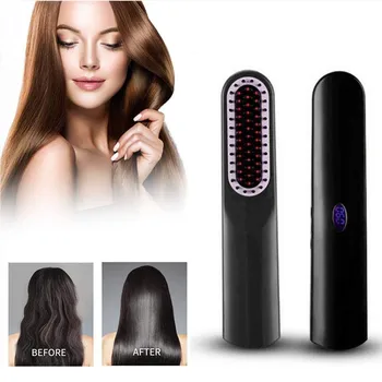

USB Straightening Wireless Straightener Rechargeable Adjustable Temperature Hair Iron Portable Salon Hair Fashion Hot Comb Tool