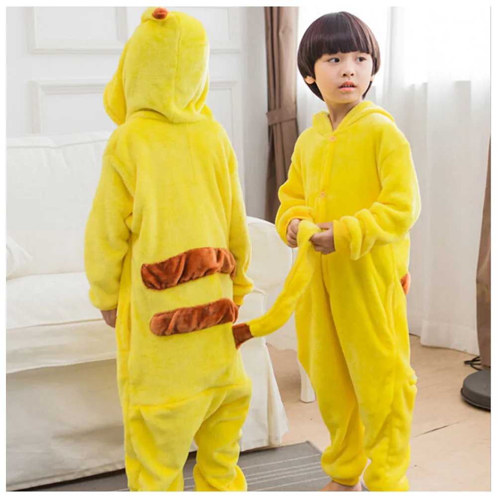 Фланелевая детская пижама с изображением животных; зимняя детская пижама с капюшоном и рисунком единорога для мальчиков и девочек; одежда для сна; комбинезоны - Цвет: L016
