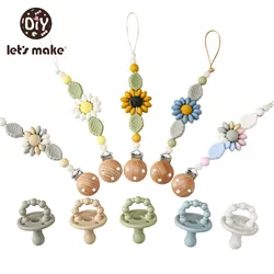 Let's Make Safe Baby Teether Teething Chain Nipple Dummy Set BPA Free Baby Pacifiers Soother Teether Teething Chain Kids Gift 
