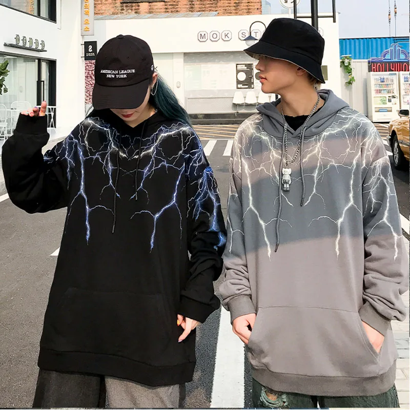 Толстовка в стиле хип хоп с молниями Мужская Уличная Harajuku пуловер капюшоном