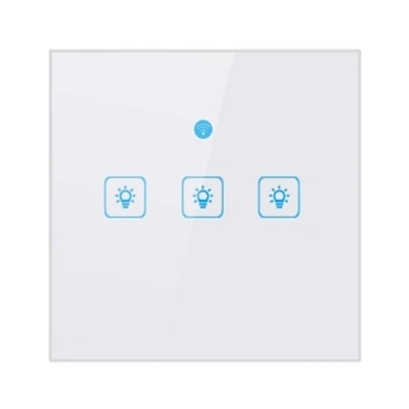 3 Gang WiFi Smart Press-Switch Wall Switch Light EU Standard Press-Screen Switch Crystal Glass Panel LED Lamp Switches - Color: 3 Gang