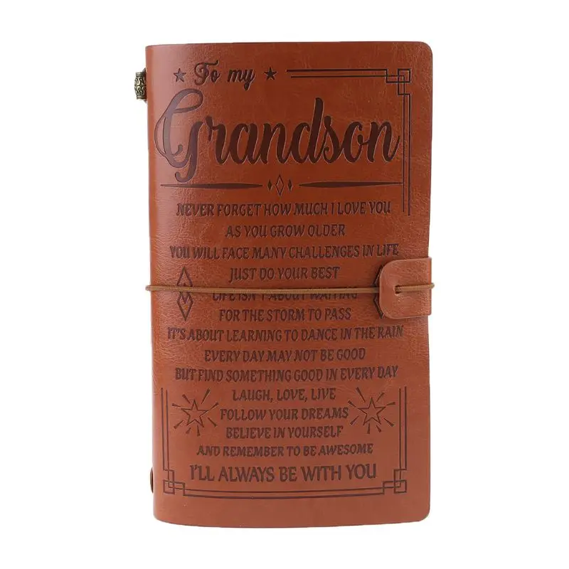 

Vintage Engraved Faux Leather Journal Notebook Diary to Grandson Granddaughter