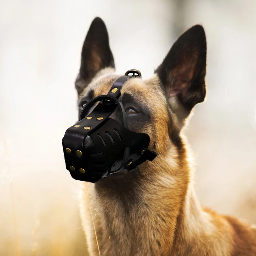 Намордники для собак Регулируемая кожаная маска для рта для домашних животных анти-намордник против лая, укусов Жевательная намордник для больших собак питбуль немецкая овчарка товары для домашних животных