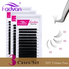 3 чехла/комплект заводская цена легкий вентилятор объем накладные Ресницы C D локон естественные цветущие ресницы для наращивания