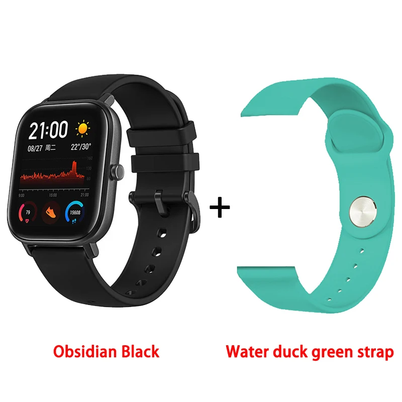 Black add green Глобальная версия, Новые смарт-часы Amazfit GTS, 5 АТМ, водонепроницаемые, для плавания, умные часы, 14 дней, батарея, управление музыкой, для телефона Xiaomi IOS - Цвет: Black add green