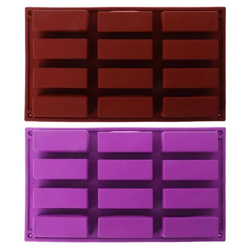 

12 Cavity Rectangle Silicone Soap Cake Mold Candy Baking Bakeware Mould Ice Cube Tray Handmade DIY 72XF
