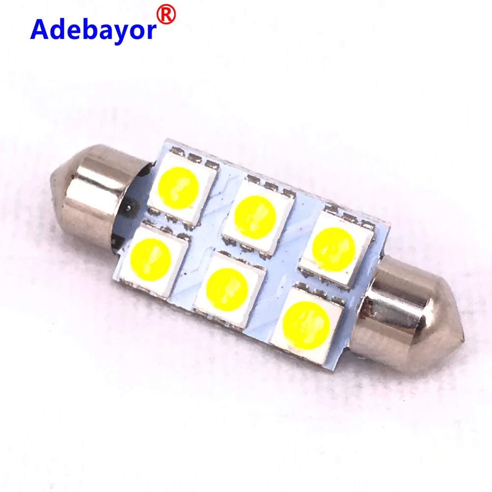 100x36 мм Купол 6 SMD 5050 Светодиодная карта Автомобильная лампочка Боковой габаритный