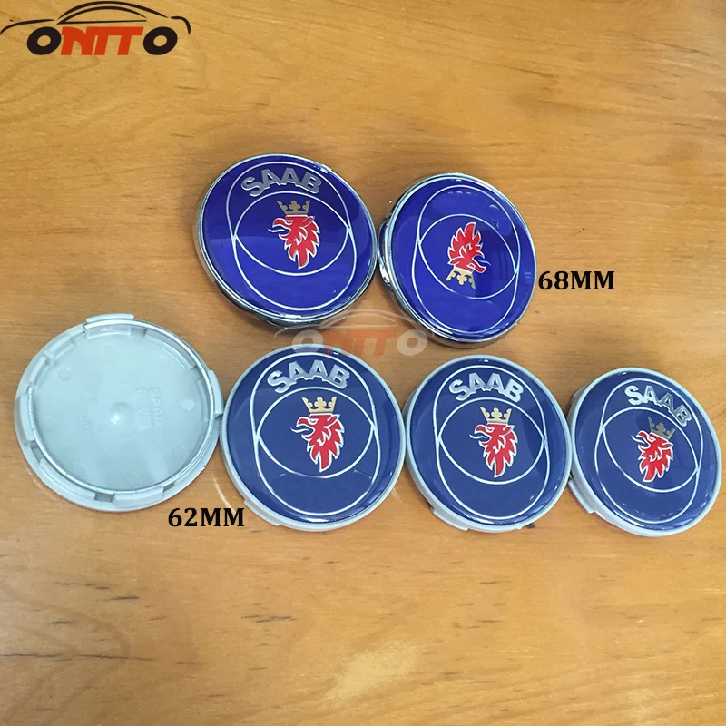

100% new 6pcs For saab Front Hood Badge Emblem Rear Trunk Logo emblem car styling 63mm car rims wheel center cap cover