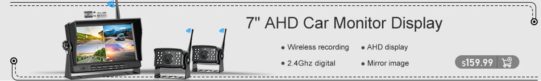 10.1 inch AHD 4ch Recorder DVR Car Monitor Vehicle Truck Night Vision Rear View Camera Security Surveillance Split Screen Quad