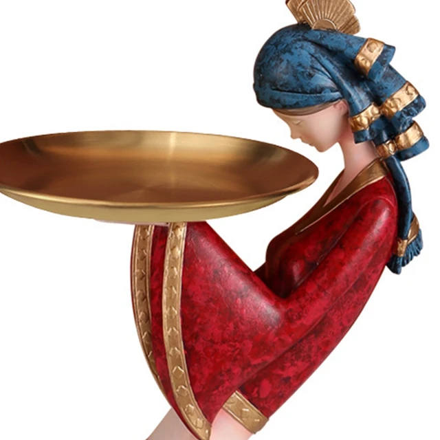 Victoria Girl Doll Storage Tray Plate Decoration Home Decoration Desktop Resin Art Sculpture Statue