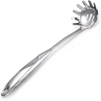 

Kitchen Pasta Server Stainless Steel Spoon with Ergonomic Handle for Spaghetti Noodles LBShipping