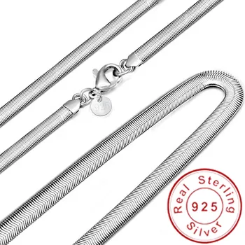

Fashion 6MM 925 Sterling silver Soft Snake Bone Chain Necklace For Women and Men Jewelry Smooth Wedding Chain Necklace