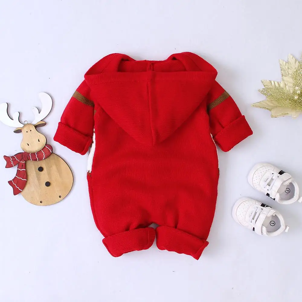Baby Rompers Christmas Clothes Fashion Hooded Newborn Boy Girl Jumpsuits Onesie Long Sleeve Infant Overalls Playsuit Winter Warm