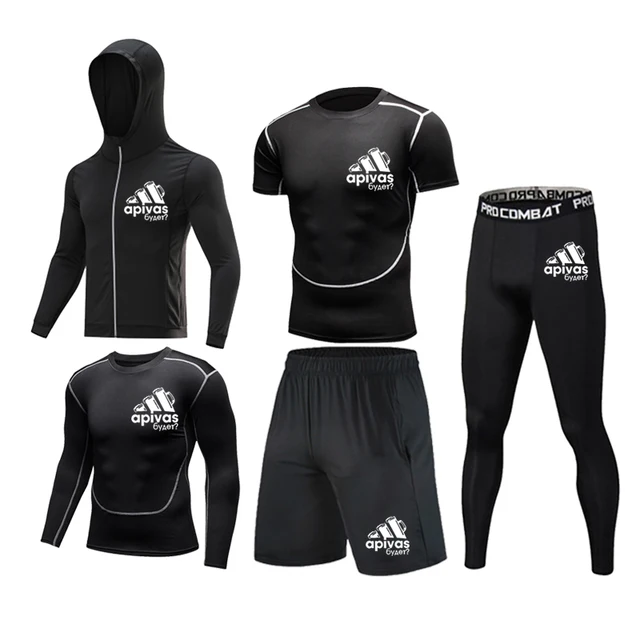 Men Jiu jitsu Rashguard MMA T-shirts Sets Bjj Muay Thai Boxing Jerseys Long Sleeve Boxeo Suit Brand 5Pcs Set Fitness Sport Suits 5Pcs Set
