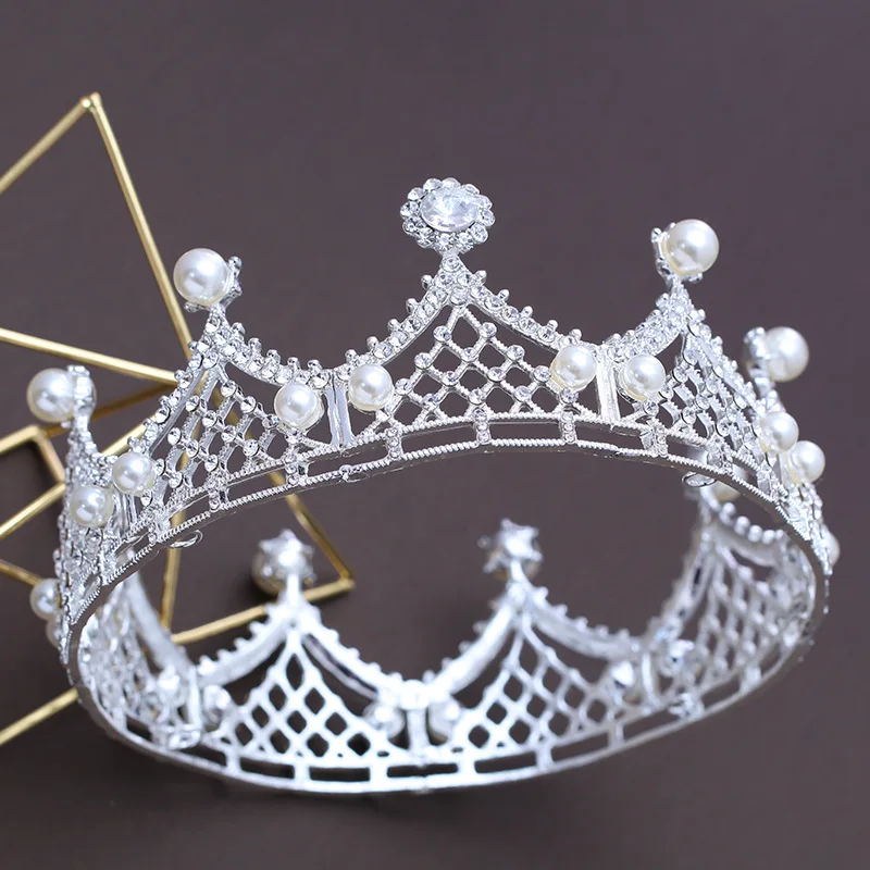 Европейский барокко Круглый тиара Crwon Rhinestone queen головной убор аксессуары для волос для свадьбы свадебный головной убор Женская одежда для волос подарки