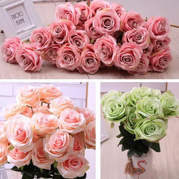 

10PCS/Set Artificial Rose Decorative Party Silk fake Flowers Rose For Home Hotel decor DIY Wedding Decoration