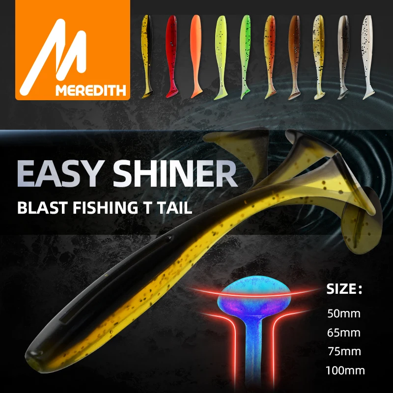 MEREDITH Easy Shiner Fishing Lures 50mm 65mm 75mm 100mm Wobblers Carp Fishing Soft Lures Silicone Artificial Plastic Baits 1