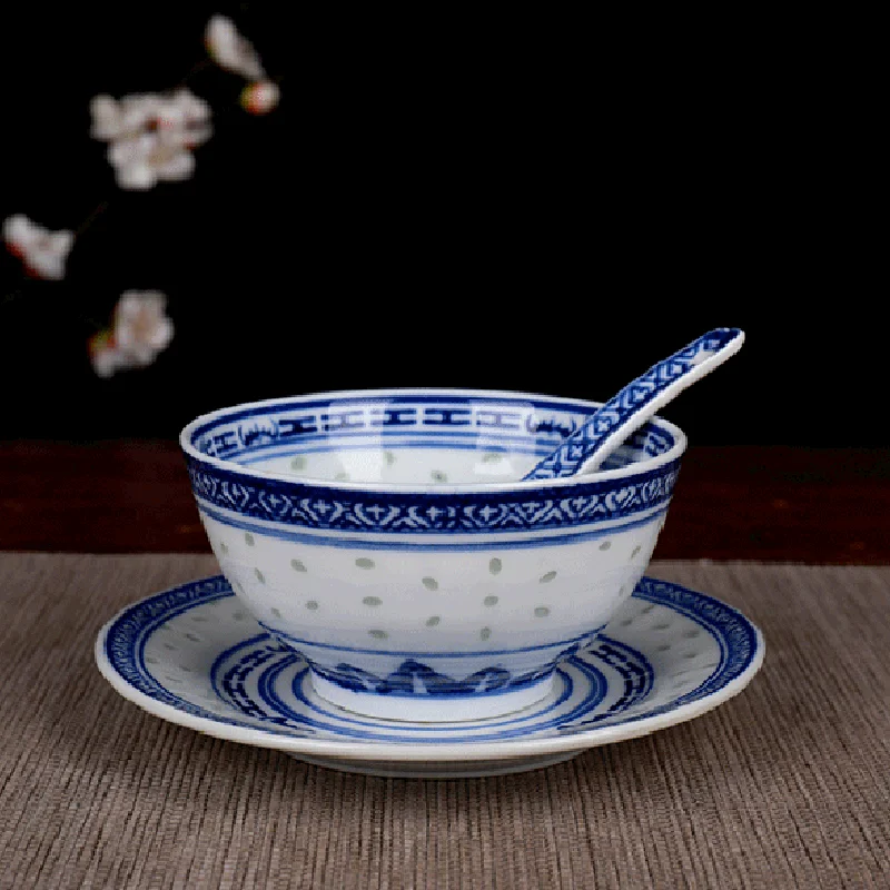 3 шт./лот Цзиндэчжэнь синий и белый фарфор Ramen миска набор рисовые миски обеденная