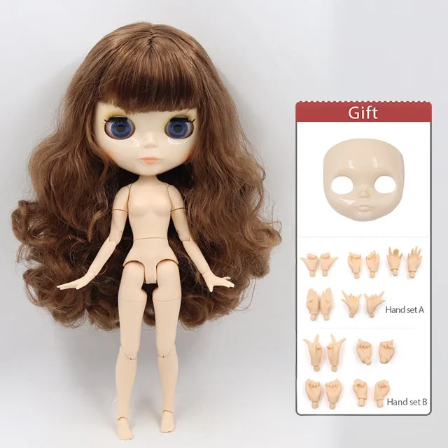 Ледяная фабрика Blyth кукла 1/6 BJD индивидуальные обнаженные тела с белой кожей, глянцевое лицо, подарок для девочки, игрушка - Цвет: BL9158 c