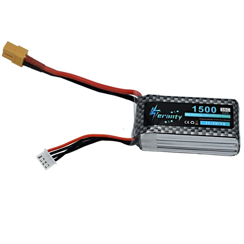 Batterie LiPo 11.1V 3S RC haute performance pour modélisme, six couleurs différentes alignées.