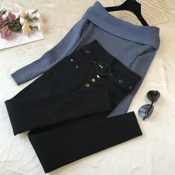 

Black Pants Women New Spring Autumn High Waist Skinny Pencil Trousers Femme Student All-match Basic Pants Femme New