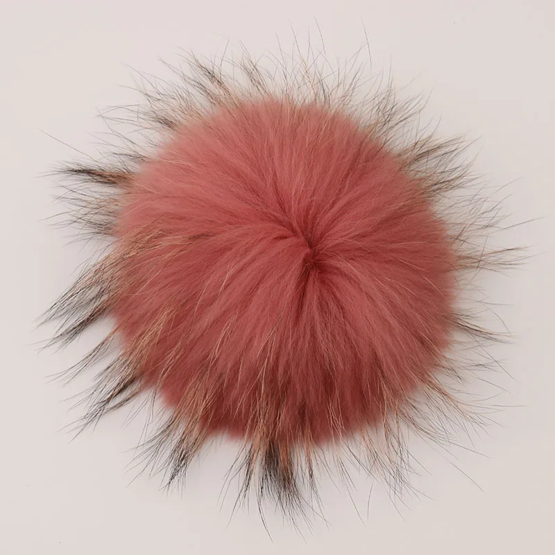 DANKEYISI помпоны из натурального меха 15-16 см DIY шарики-Помпоны из меха енота и лисы помпон из натурального меха для шапок сумки аксессуары для шарфов - Цвет: deep pink