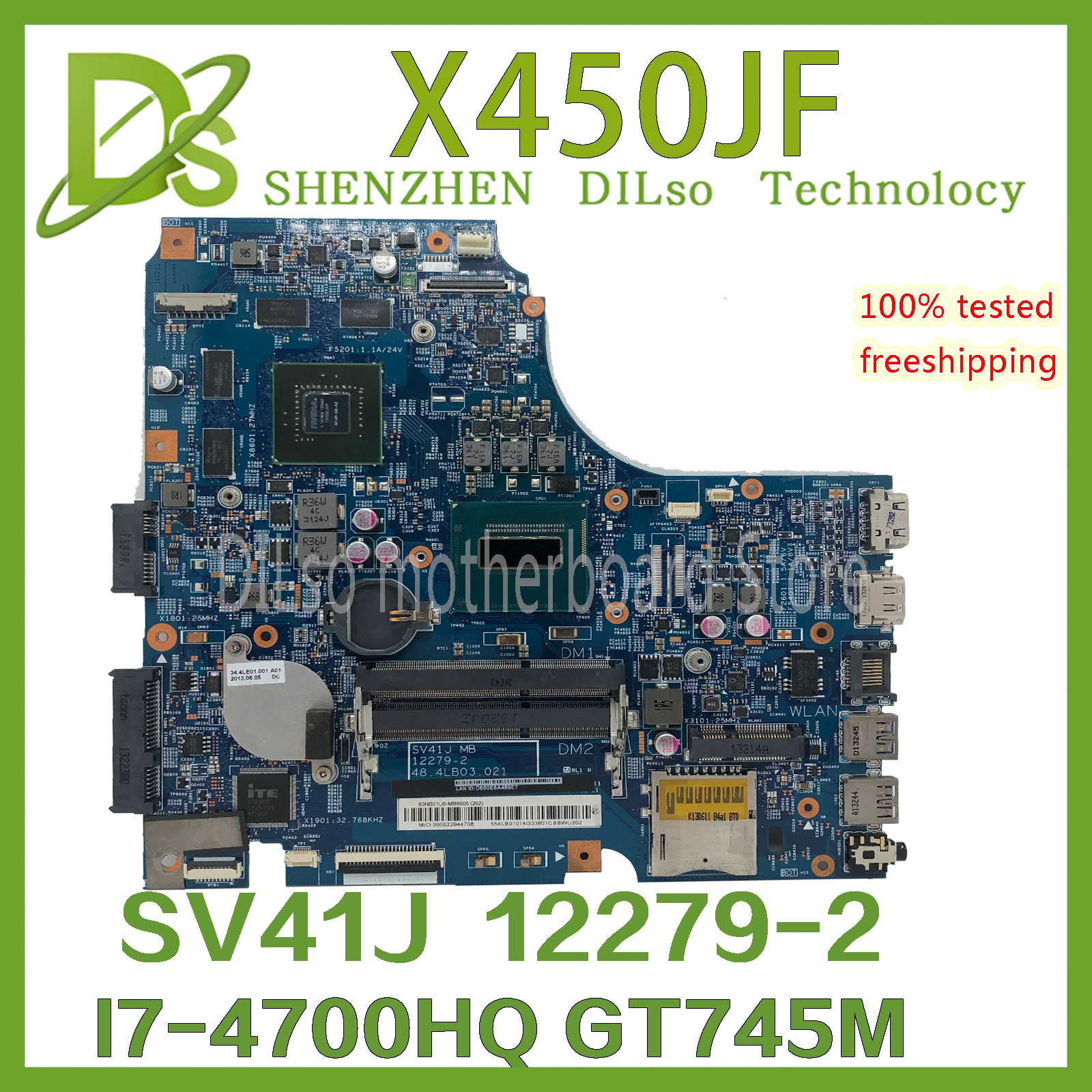 KEFU X450JF I7-4700HQ GT745M Motherboard is  for ASUS F450 K450J F450J SV41JN A450J  X450JN X450JB X450JF laptop 100% tested best cheap motherboard for gaming pc