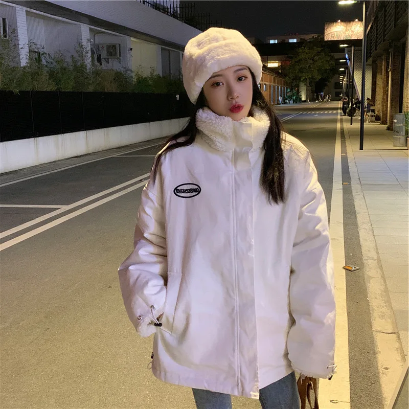 

women's winter jackets 2021 lamb velvet jacket short ins two-sided wear lined coats fleece jacket oversize plush jacket tarf