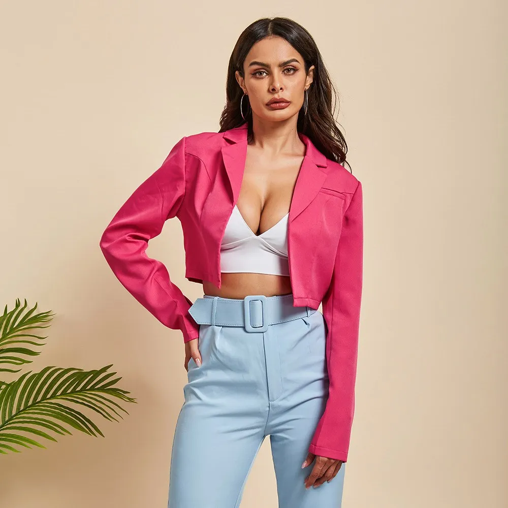 

Hot sale long-sleeved short suit suit two-piece suit waist slim nine pants casual suit fashion temperament wild women solid colo