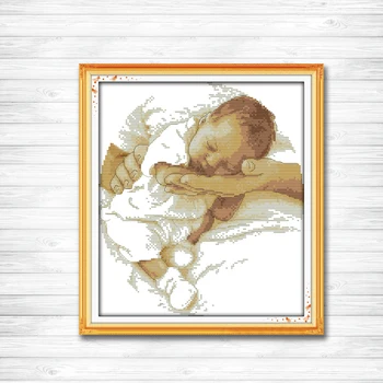 

11CT printed 14CT unfinished embroidery cotton cloth DMC cross stitch Care baby boy Needlework kits Home Decor Cross-Stitch Sets