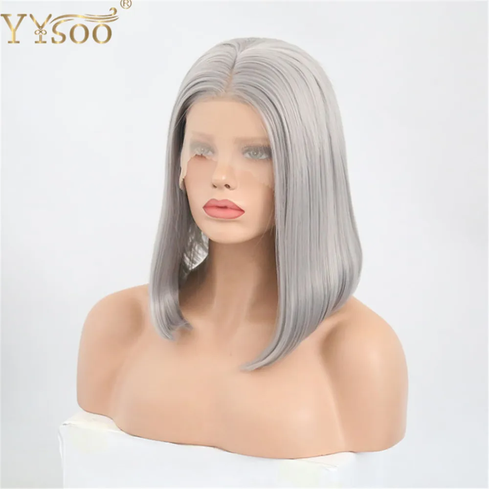 YYsoo парики из искусственных волос без шапочки-основы короткий прямые черный парик из натуральных волос
