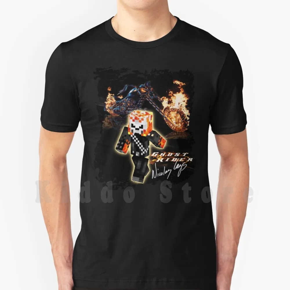 Ghost Rider Skin Ha Firmato La Maglietta Della Gabbia Di San Valentino Fai Da Te Di Grandi Dimensioni 100% Cotone Pugno Cage Ghost Rider Skin Gabbia D