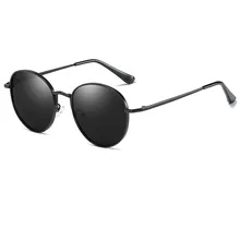 Винтажные круглые поляризованные солнцезащитные очки в металлической оправе для мужчин и женщин, модные солнцезащитные очки