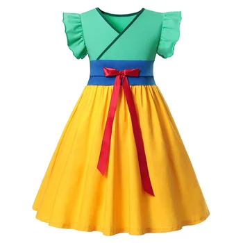 

Princess HuaMulan Dress for Girl Costume Cosplay Cartoon Party Clothes Child Rol-play Chinese Princess Gown Kids Fancy Dresses